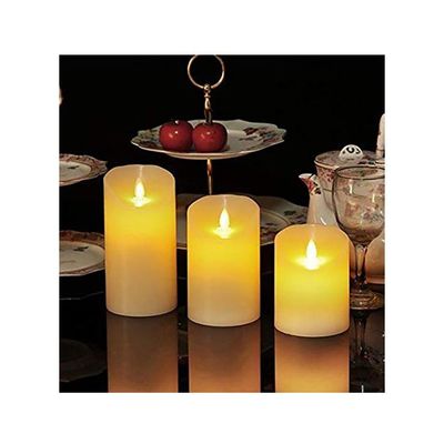 3-Piece Moving Wick Electric Led Candles Set White 27.83ounce