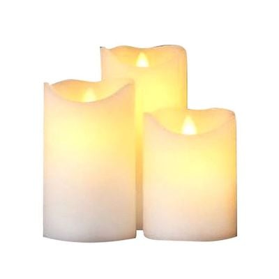 3-Piece Sara Exclusive LED Flameless Candle Set Almond 7.5 x 15Cm