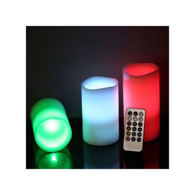 3-Piece LED Flameless Candle With Remote Control Set Multicolour
