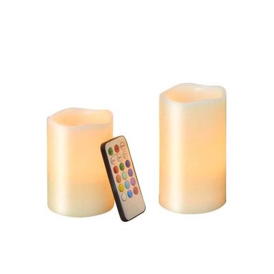 3-Piece Candle Light Set With Remote Control Beige/White 7.5 x 10cm