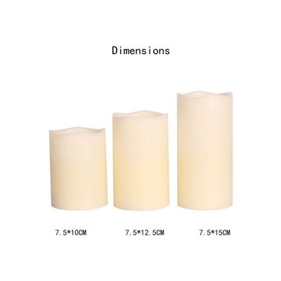 3-Piece Candle Light Set With Remote Control Beige/White 7.5 x 10cm