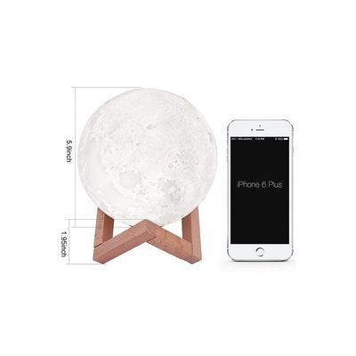 3D Print Moon Lamp With Stand White/Brown 20cm