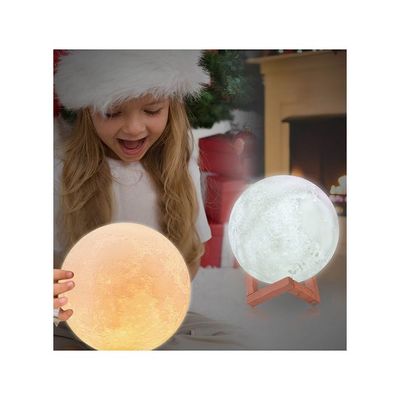 3D Print Moon Lamp With Stand White/Brown 20cm