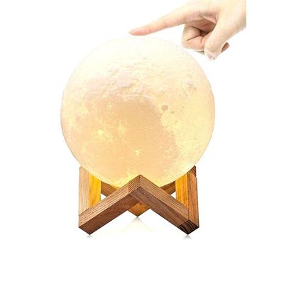 3D USB LED Moon Lamp With Stand White/Grey/Beige 10Cm