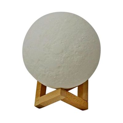 3D USB LED Moon Lamp With Stand White/Beige 19cm