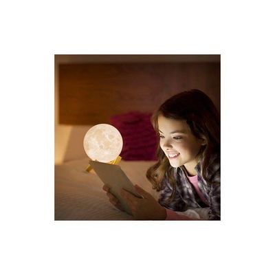 3D USB LED Moon Lamp With Stand White/Beige 19cm