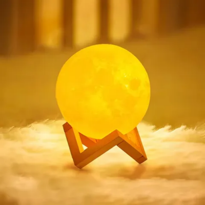 LED Moon Lamp With Stand White/Yellow 13Cm