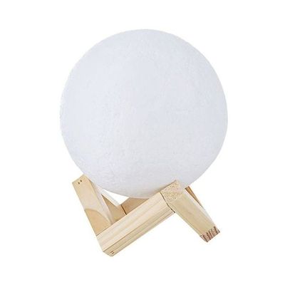 3D USB LED Moon Lamp With Stand And Cable White/Beige 16cm