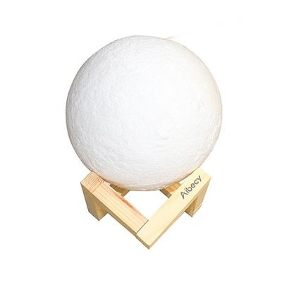 3D USB LED Moon Lamp With Stand Beige/Brown 21cm