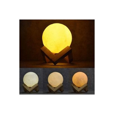 3D LED Moon Night Table Lamp White/Brown 15Cm
