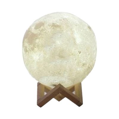 3D USB LED Moon Lamp With Stand White/Beige 12cm