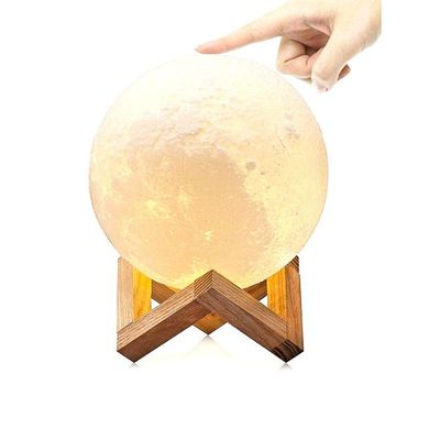 3D USB LED Moon Lamp With Stand Beige/White