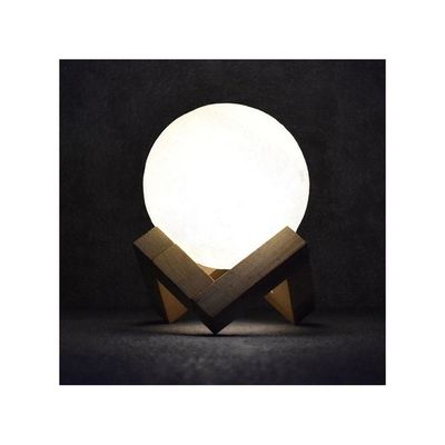 3D USB LED Moon Lamp With Stand Beige/White