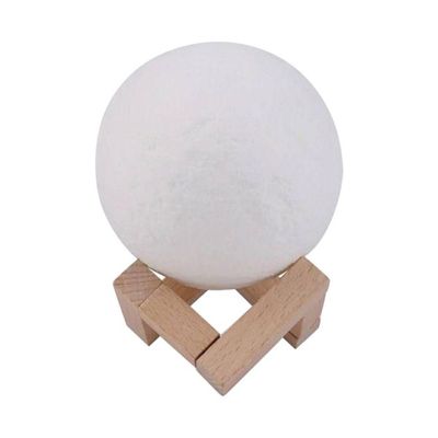 3D USB LED Moon Lamp With Stand White/Beige 10cm