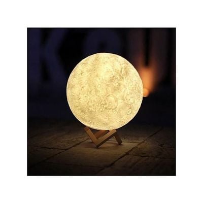 3D Moon LED Night Lamp Yellow/Brown 15 x 16cm