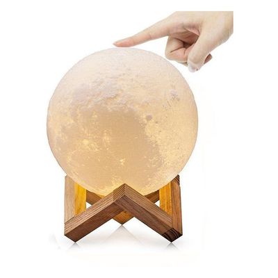 3D Moon LED Night Lamp Yellow/Brown 15 x 16cm