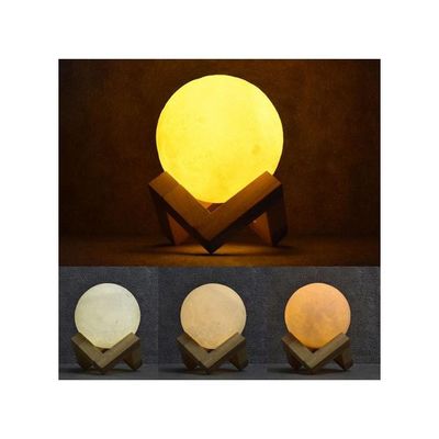 3D USB LED Moon Lamp With Stand White/Grey/Beige 20cm