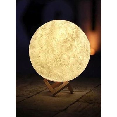 3D Print Moon Rechargeable Night Light White 15x14Cm