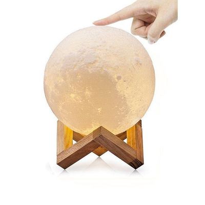 3D USB LED Moon Lamp With Stand White/Grey/Beige 16cm