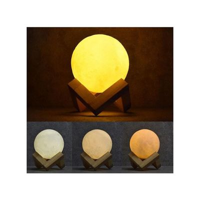 3D LED Moon Night Table Lamp White/Brown 15Cm