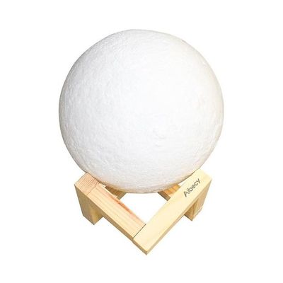 3D USB LED Moon Lamp With Stand White/Beige 17cm