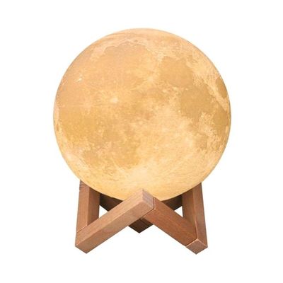 3D USB LED Moon Lamp With Stand Beige/Brown