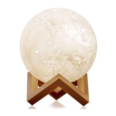 3D USB LED Moon Lamp With Stand White/Grey/Beige 18cm