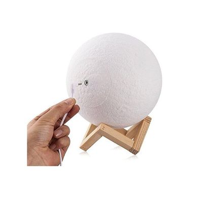 3D USB LED Moon Lamp With Stand And Cable Beige/Brown 17cm