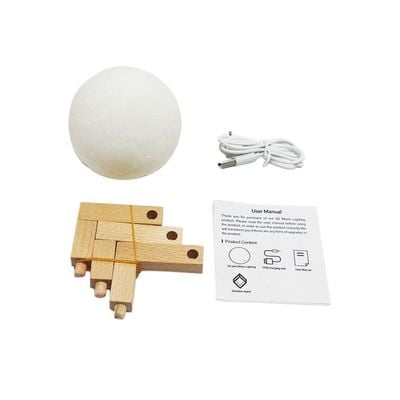 3D USB LED Moon Lamp White/Beige 12cm