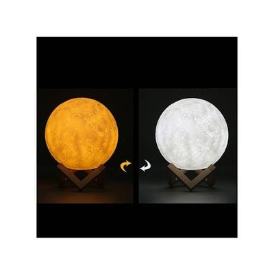 Rechargeable Touch Two-Color 3D Moon LED Lamp Light White