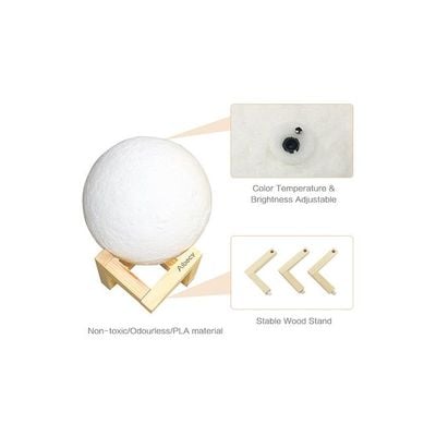 Rechargeable LED Moon Lamp With Touch Control Brightness White/Beige/Yellow