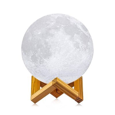 Rechargeable 3D Print Moon Lamp White Rechargeable 3D Print Moon Lamp White