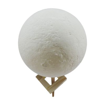 3D Printing Touching Moon 2 Colour Night Lamp With Wooden Stand White 17.5x15.5x15.5Cm