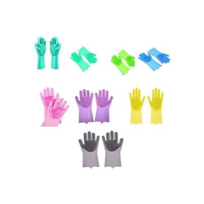 Magic Silicone Dish Washing Gloves Multicolor One Size