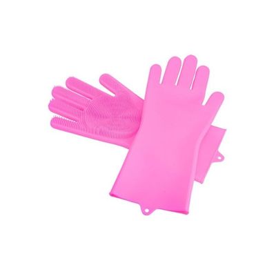 Pair Of Heat-Resistant Oven Gloves Pink 35.7x16.5cm