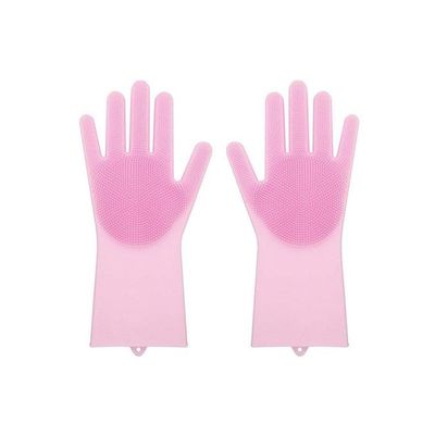 Silicone Scrubber Cleaning Gloves Pink 21g