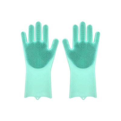 Magic Washing Scrubber Heat Resistant Silicone Gloves Light Green 17.8X3.7X39.5cm