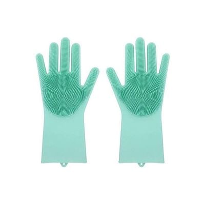 Silicone Scrubber Cleaning Gloves Green 21g