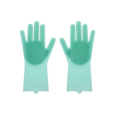 Silicone Scrubber Cleaning Gloves Green 21g