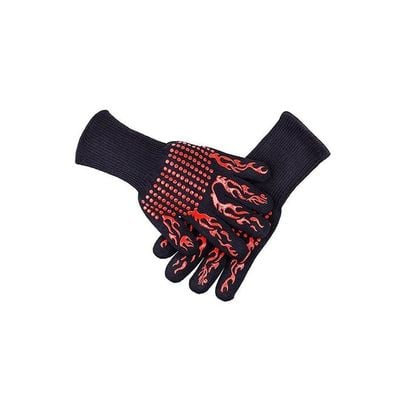 BBQ Grilling Cooking Gloves Red/Black 33x13centimeter