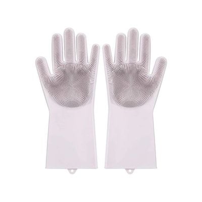 Silicone Scrubber Cleaning Gloves White 21g
