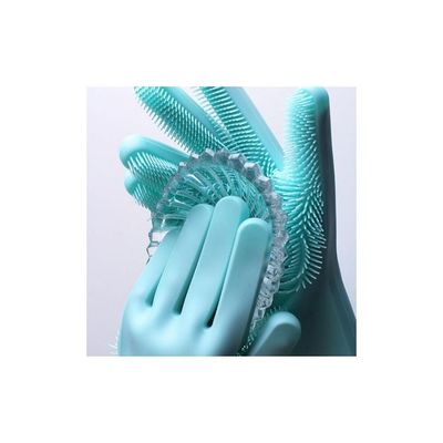 Silicon Dishes Cleaning Gloves Blue 30.5x16centimeter