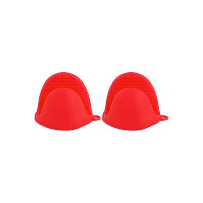 A Pair of Thick Oven Pinch Mitts, Heat Resistant Anti-Scald Gloves for Cooking Pinch Grips, Pot Holder and Potholder for Kitchen, Food-Grade Silicone Red 15*5*10cm