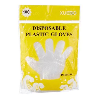 Mt Disposable Plastic Gloves, 100 Pieces - Transparent Multicolour