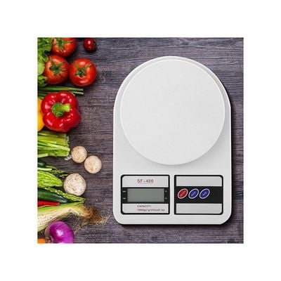 Electronic Digit Weighing Kitchen Scale White 18x2.5x13cm