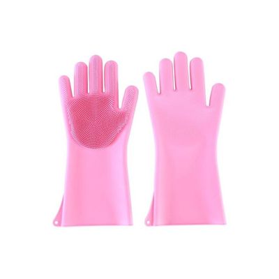Silicone Dishwashing Gloves Pink 33.5x15.5centimeter