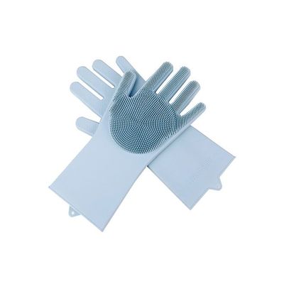 Dishwashing Gloves With Sponge Scrubbers Light Blue 35.7 x 16.5centimeter