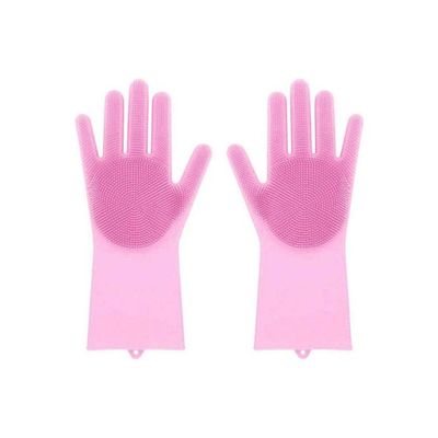 Silicone Brush Gloves Set For Cleaning Cooking Tools Pink