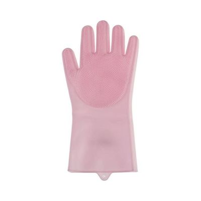 Silicone Dish Washing Gloves, 2 Pieces Pink