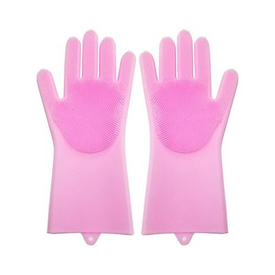 1-Pair Dishwashing Gloves Pink 1-Pair Dishwashing Gloves Pink